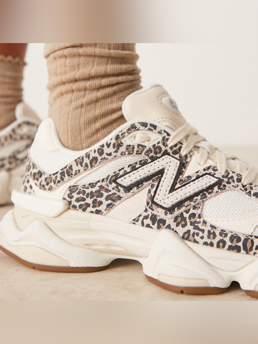 . New Balance 9060 ASOS Exclusive Women’s Leopard Print & Beige Running Sneakers - Picture 5 of 10